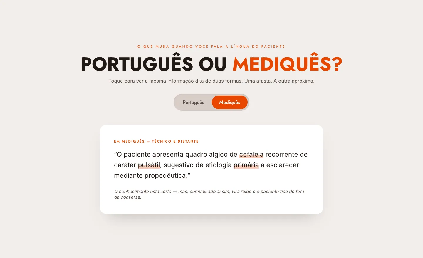 A frase em mediquês